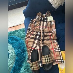 Burberry Beige Nova Check Kids Drawstring Shorts